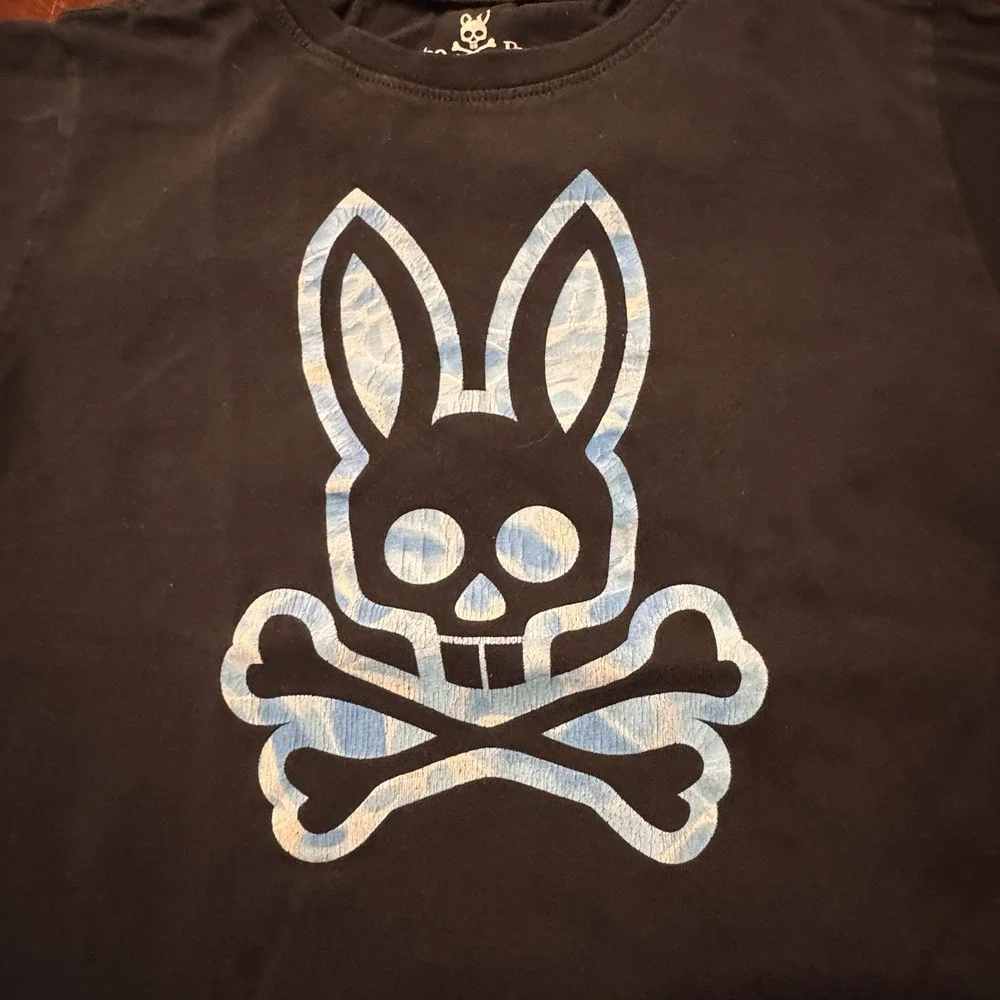 PSYCHO BUNNY KIDS BLACK T SHIRT Sz 7-8 Pima Cotton Short Sleeves